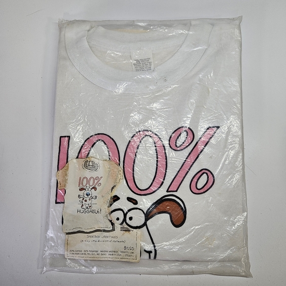 NEW VINTAGE 80s Hallmark Shoebox Greetings 100% Huggable Dog Shirt T-Shirt Large - Picture 2 of 5
